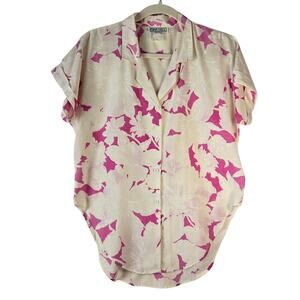 VTG 80s Oak Hill Pink Eclectic GrandpaCore Hawaiian Floral Button Down Button Up